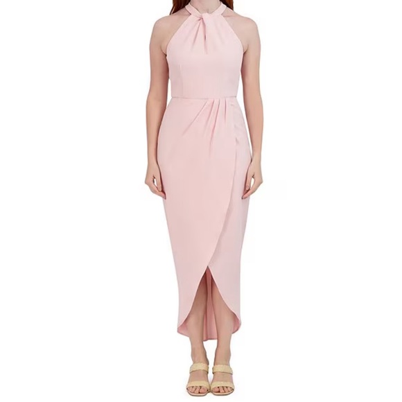 julia jordan Dresses & Skirts - NWT Julia Jordan Blush Knot Halter Neck Sleeveless Faux Wrap Tulip Midi Dress